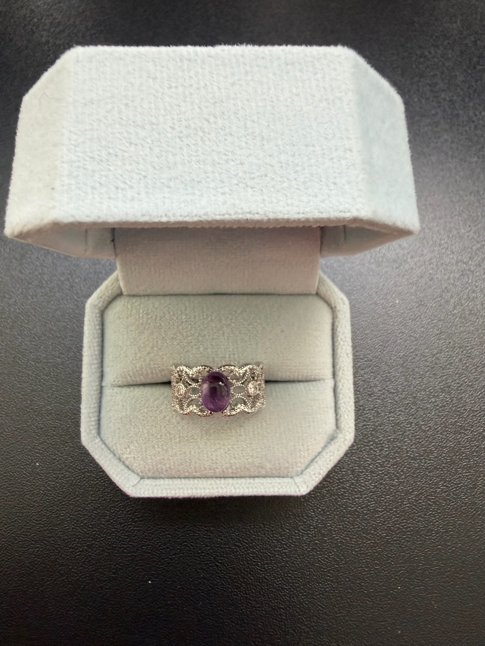 New Genuine Gemstone Natural Crystal Amethyst Ring 925 Sterling Silver Jewelry